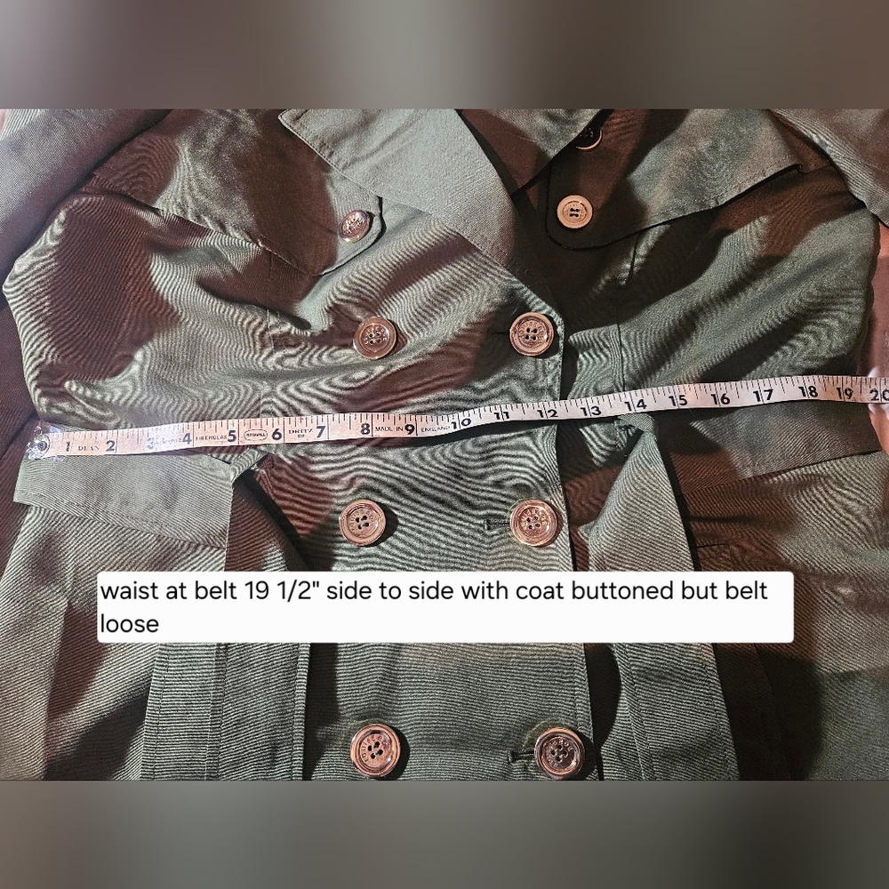 Louise Roe Olive Green Beautifully Lined Trench Coat - Picture 10 of 14